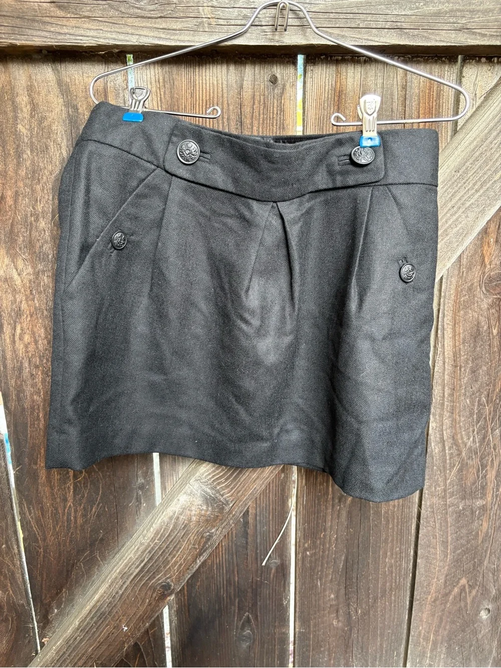 Banana Republic Black Button-Detail wool Mini Skirt
